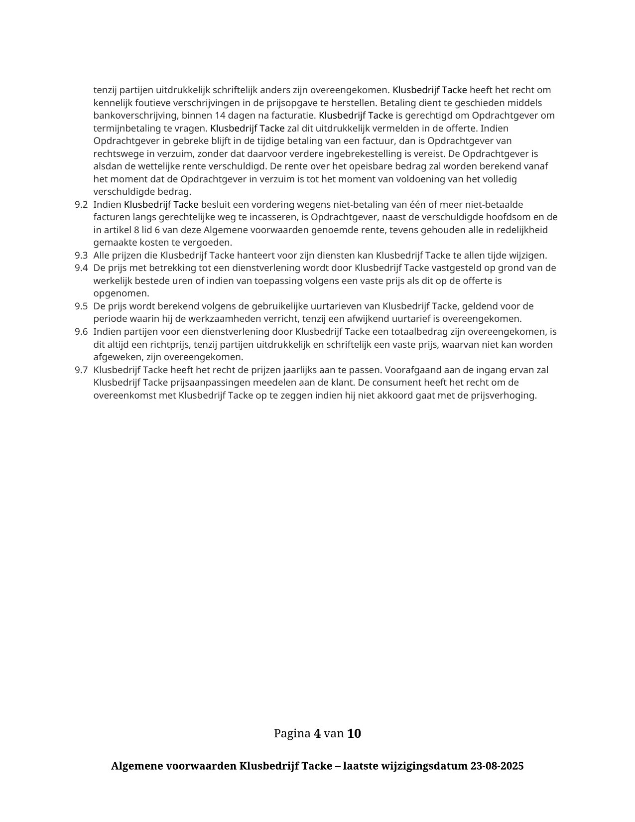 Algemene voorwaarden — pagina 4 van 10