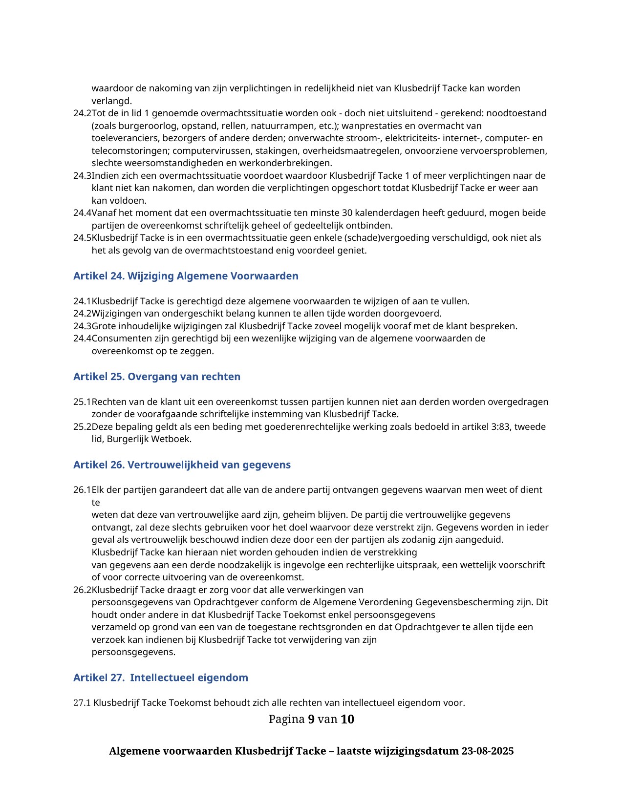 Algemene voorwaarden — pagina 9 van 10