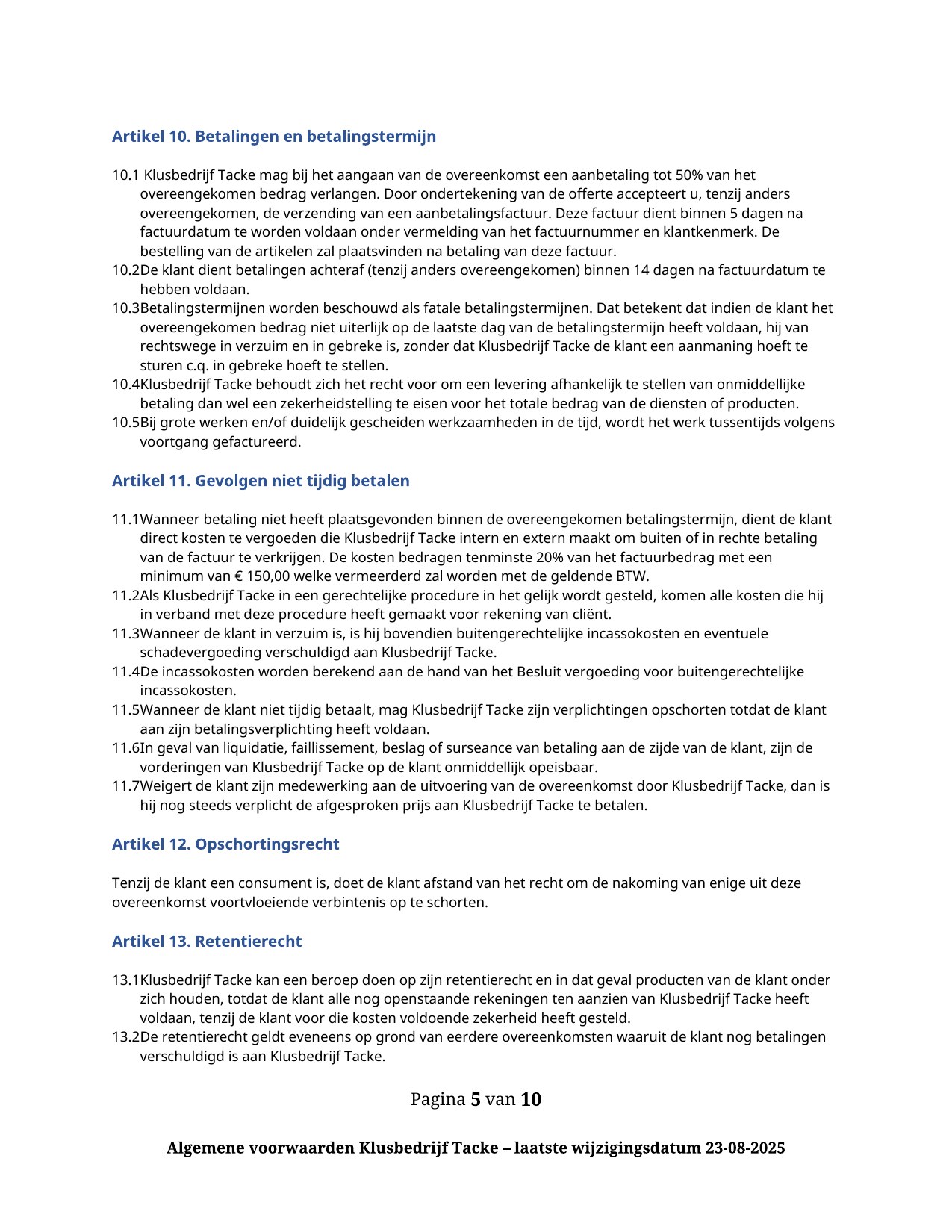 Algemene voorwaarden — pagina 5 van 10