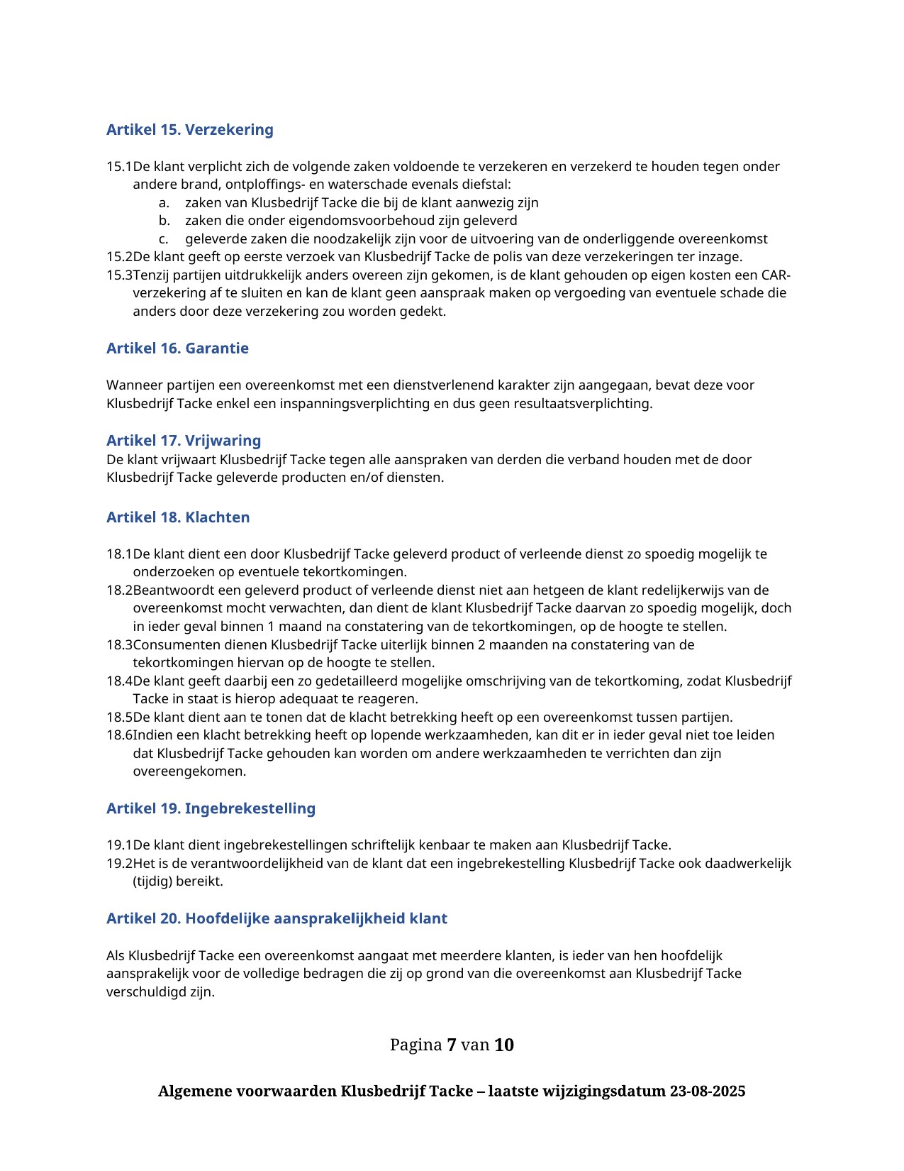 Algemene voorwaarden — pagina 7 van 10